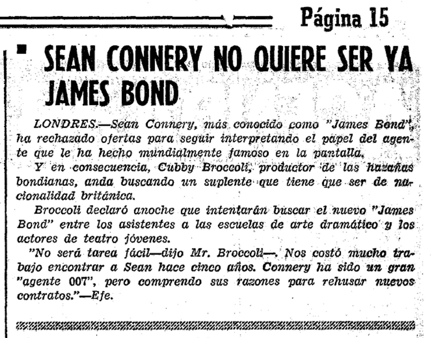 05 1967 06 02 Diario Madrid Renuncia Connery