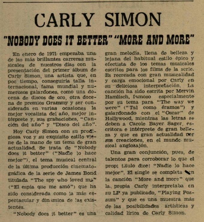 10 1977 10 25 Diario de Lerida 018 Carly Simon