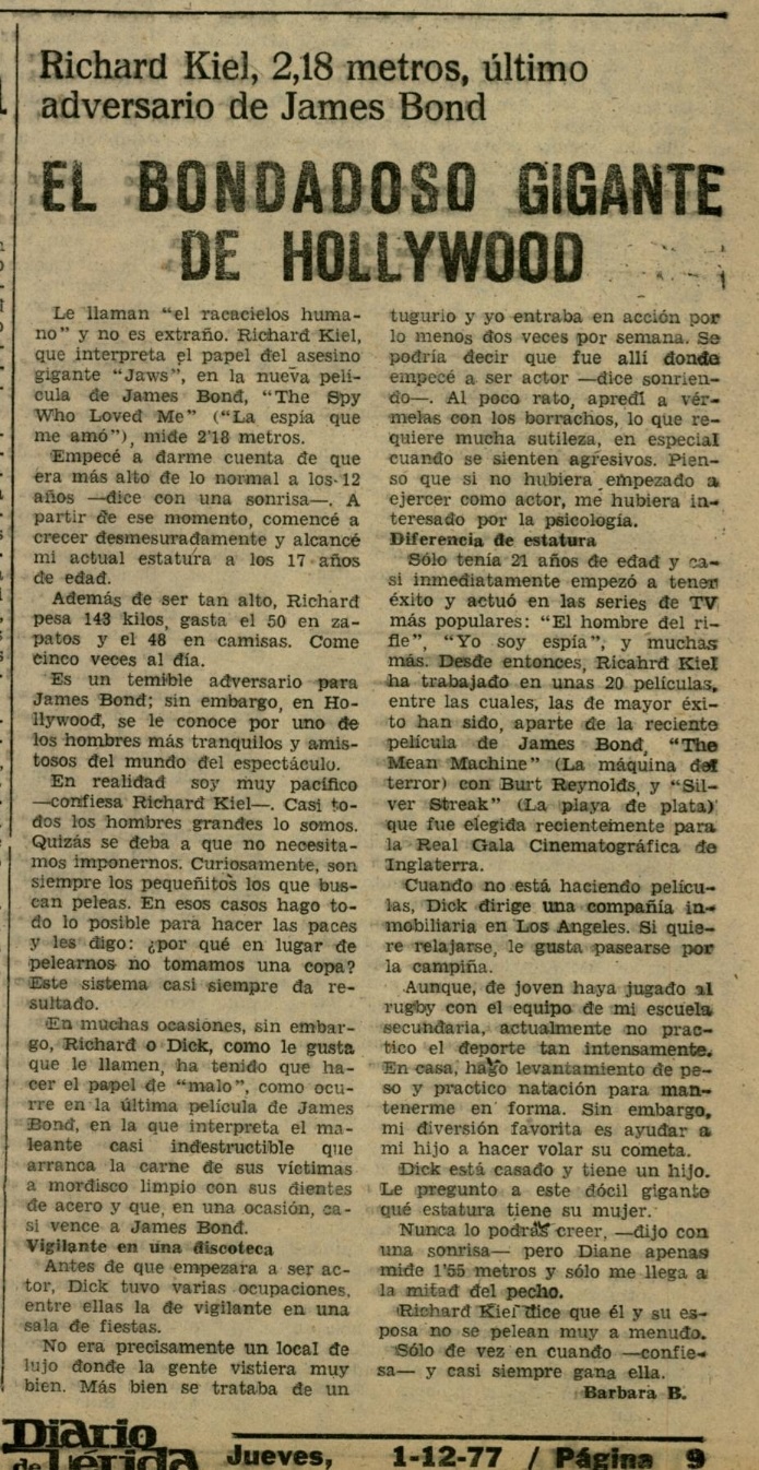 10 1977 12 01 Diario de Lerida 009 Richard Kiel