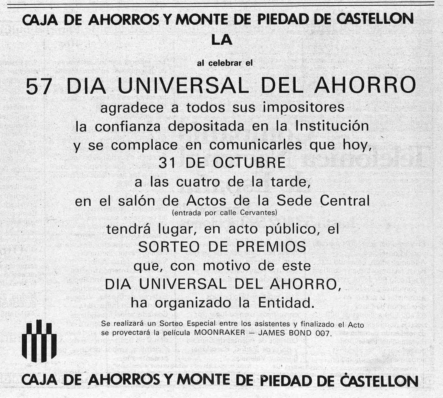 11 1981 10 31 Mediterraneo Castellon de la Plana Proyeccion Caja de Ahorros