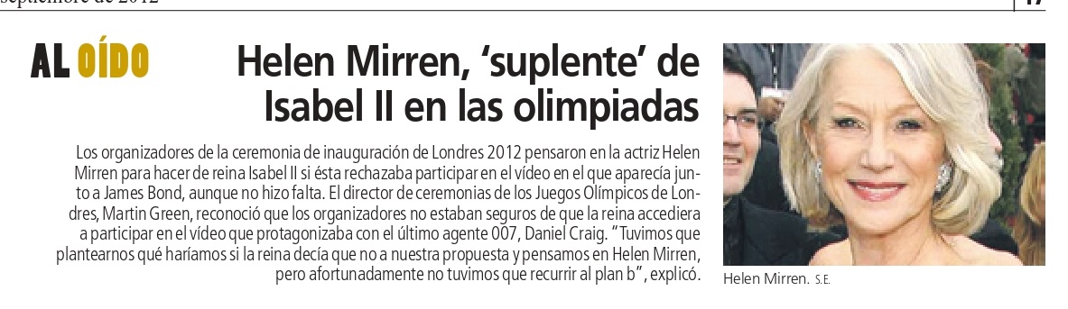 Olimpiadas 2012 09 01 Diario del Alto Aragon Huesca 73 Helen Mirren